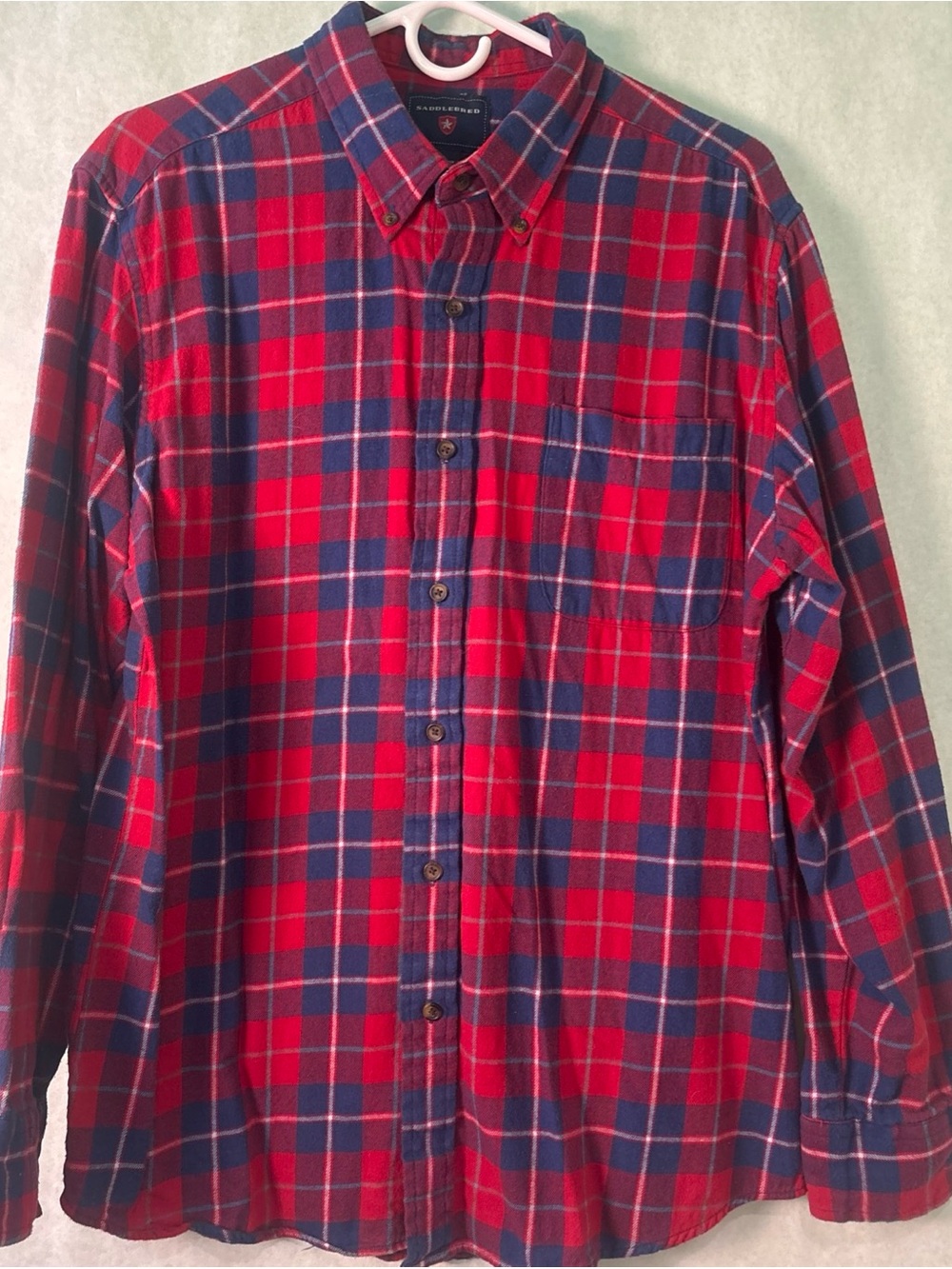 Saddlebred Red and Navy Plaid Button-Down Shirt